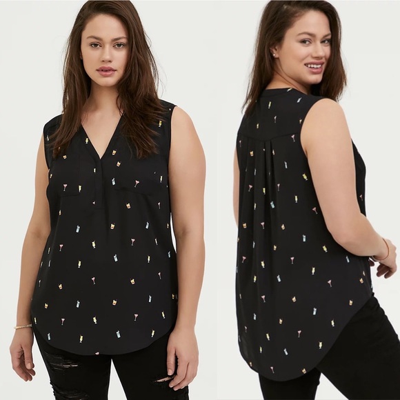 torrid Tops - Torrid Harper Black Cocktail Print Sleeveless Top